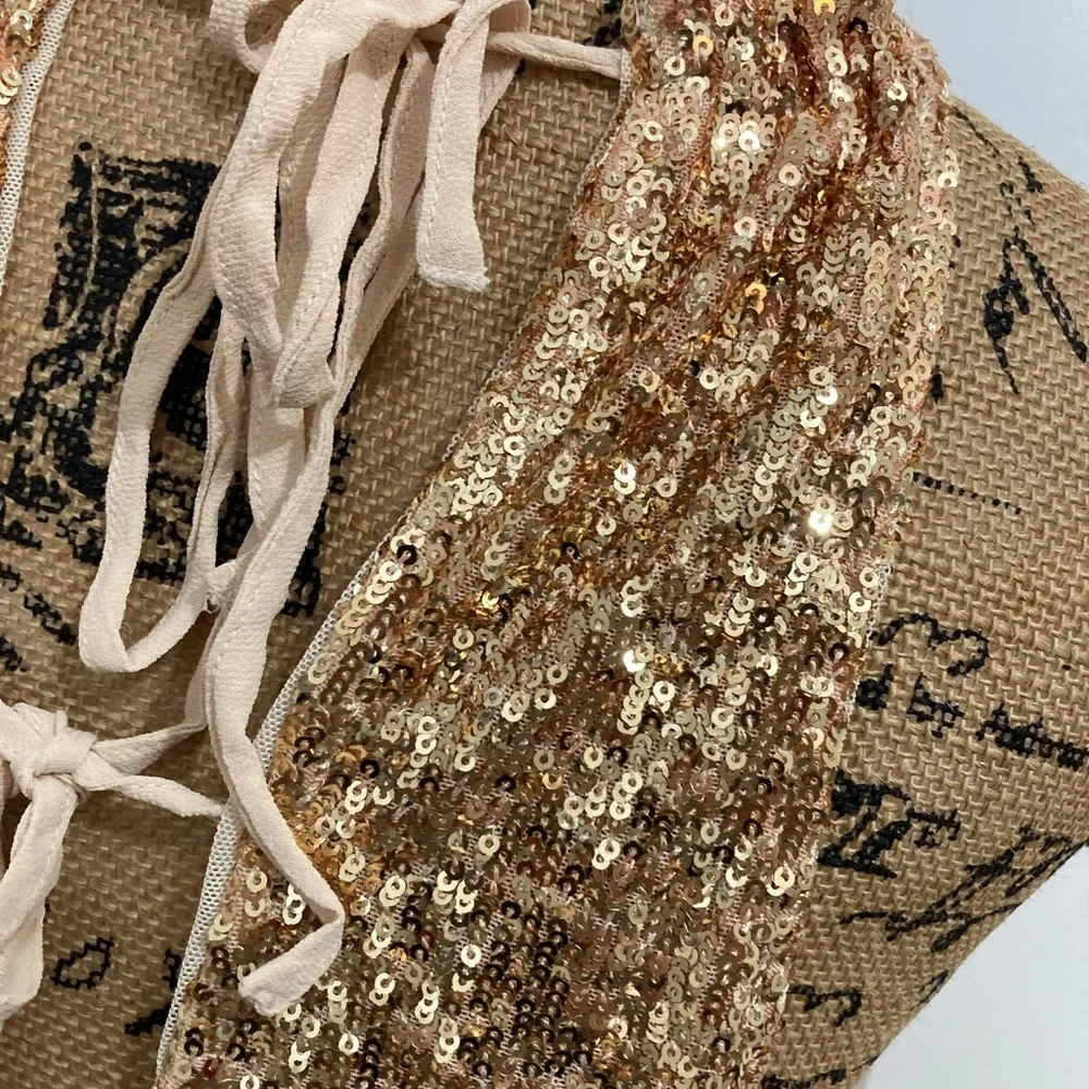 NWT Free People Dazzle the Night Gold Sequin Halter Top - Picture 4 of 9